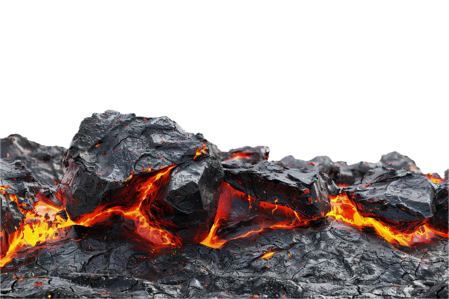 AI generated Molten Lava Flowing Through Cracked Earth png