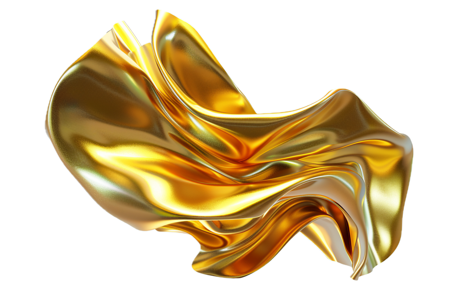 AI generated Golden Silk Fabric Flowing in Air png