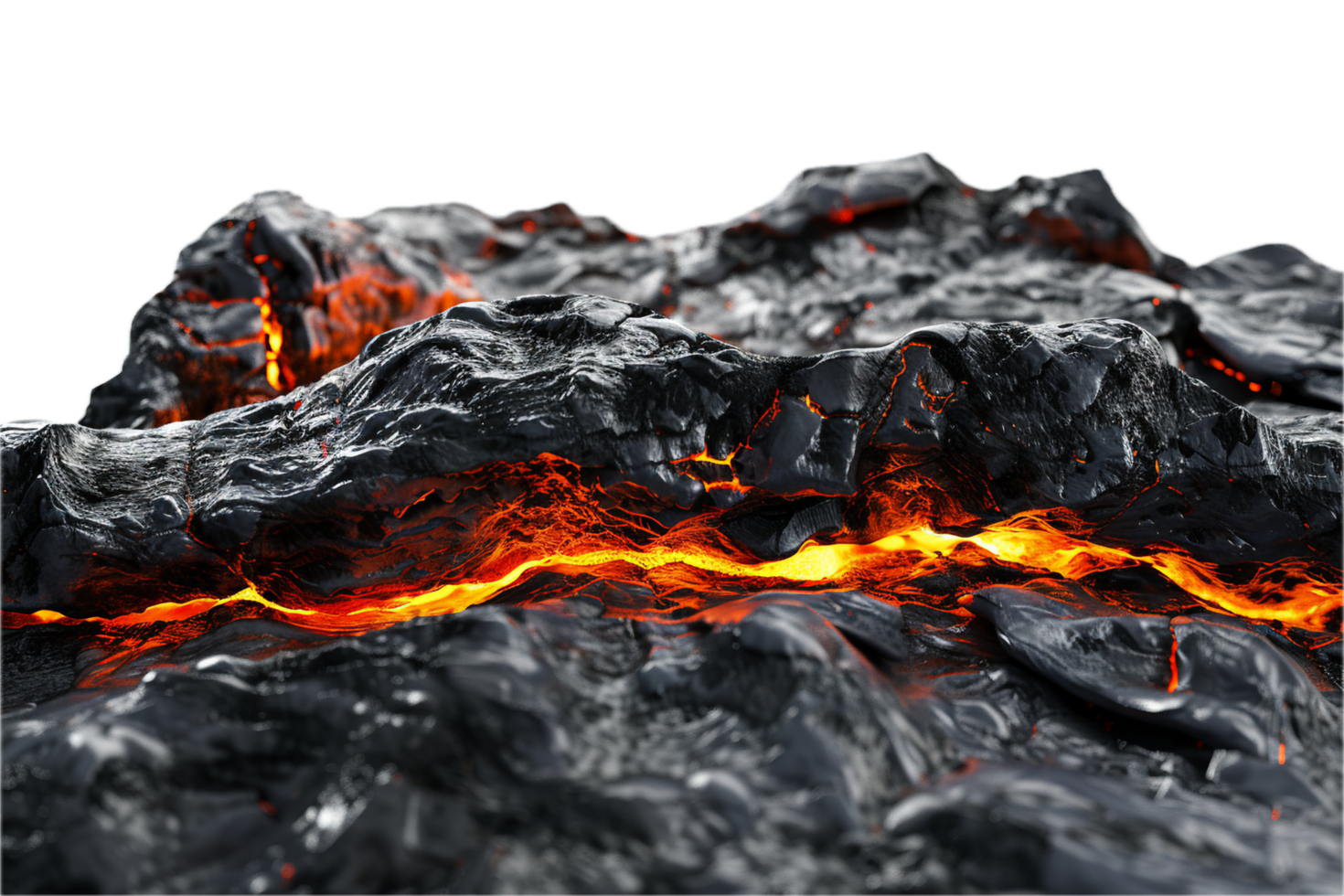 AI generated Molten Lava Flowing Through Cracked Earth png