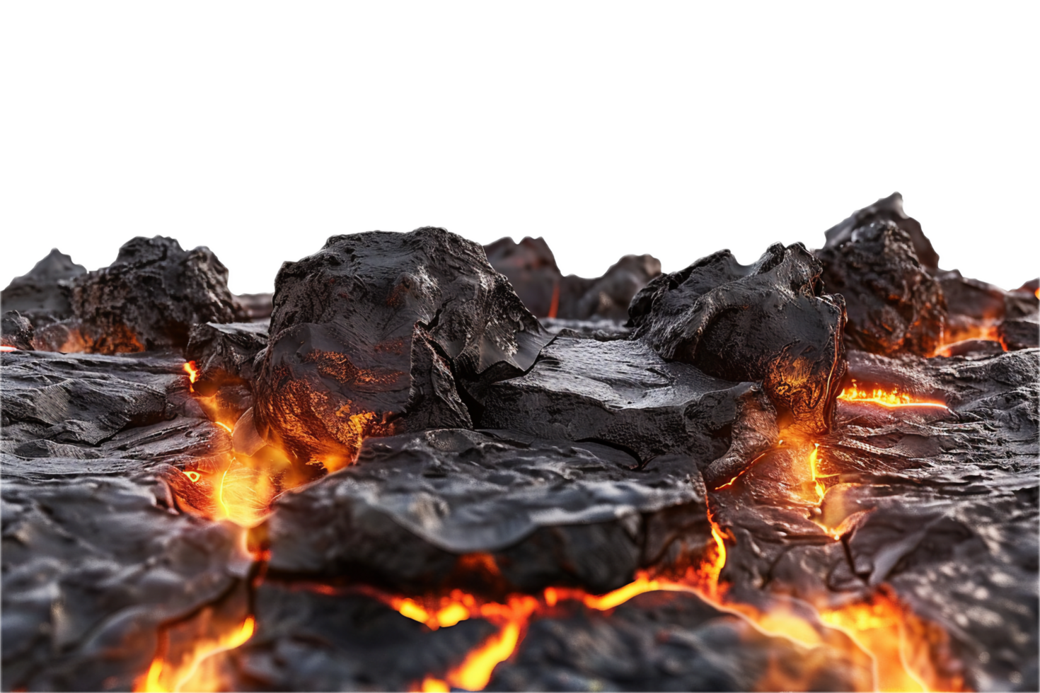 AI generated Molten Lava Flowing Through Cracked Earth png