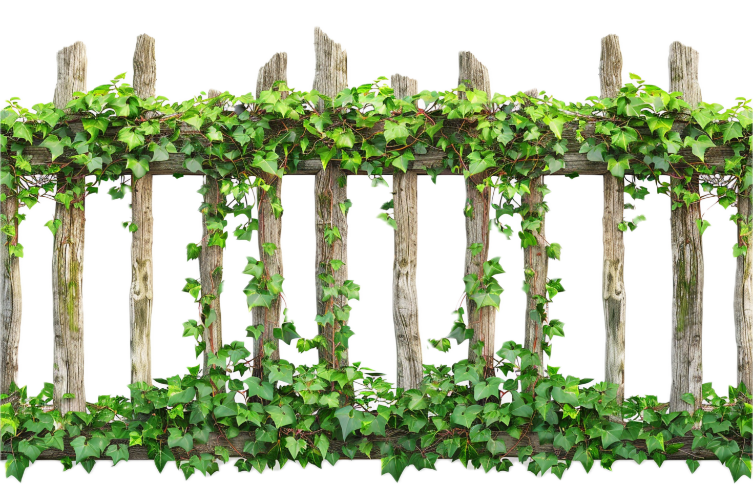 AI generated Old Wooden Fence with Climbing Ivy png