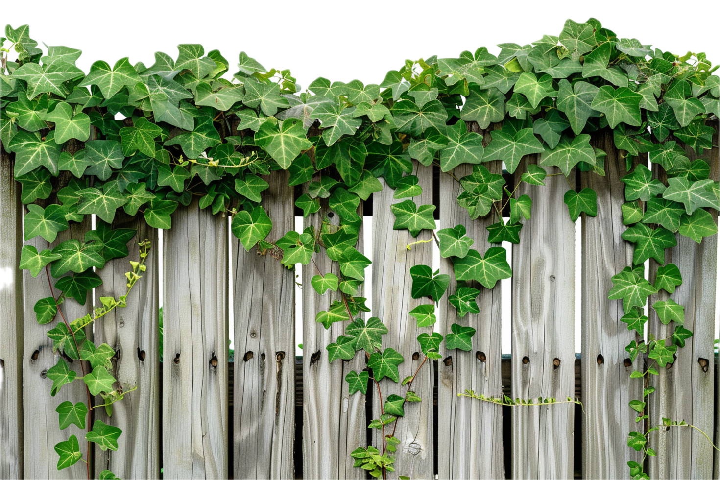 AI generated Old Wooden Fence with Climbing Ivy png