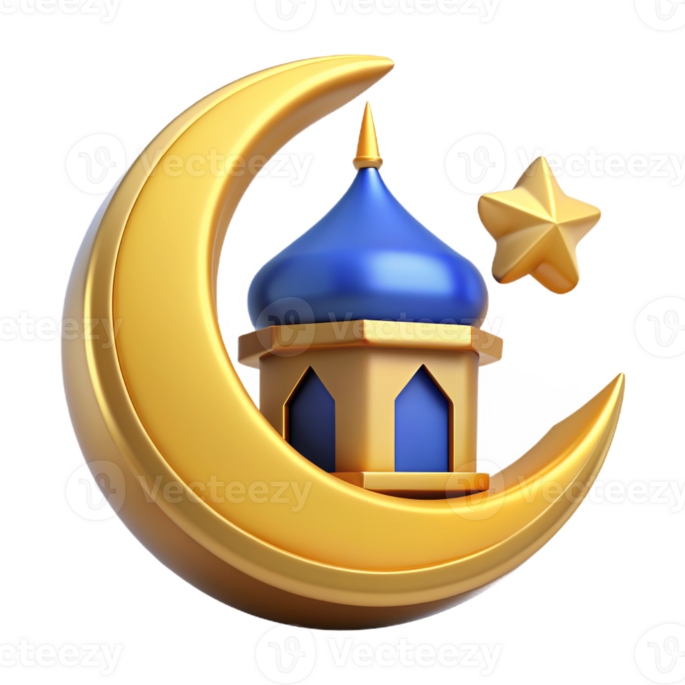 mooi 3d eid mubarak gouden kleur in de logo stijl png