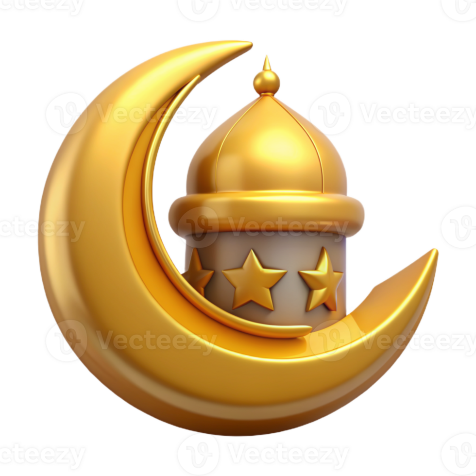 mooi 3d eid mubarak gouden kleur in de logo stijl png