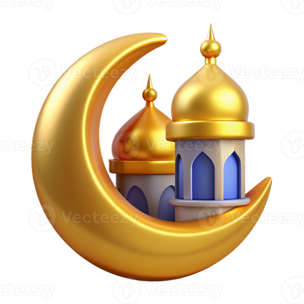 mooi 3d eid mubarak gouden kleur in de logo stijl png