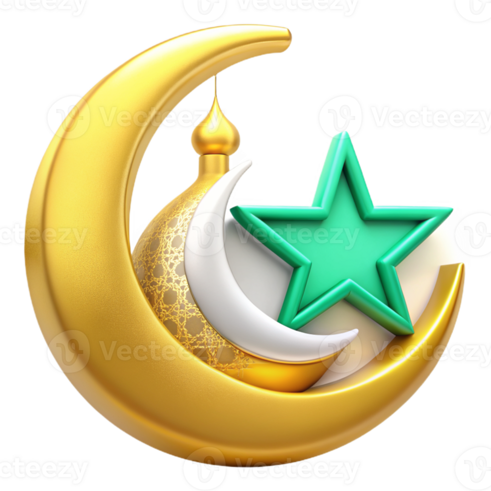 mooi 3d eid mubarak gouden kleur in de logo stijl png