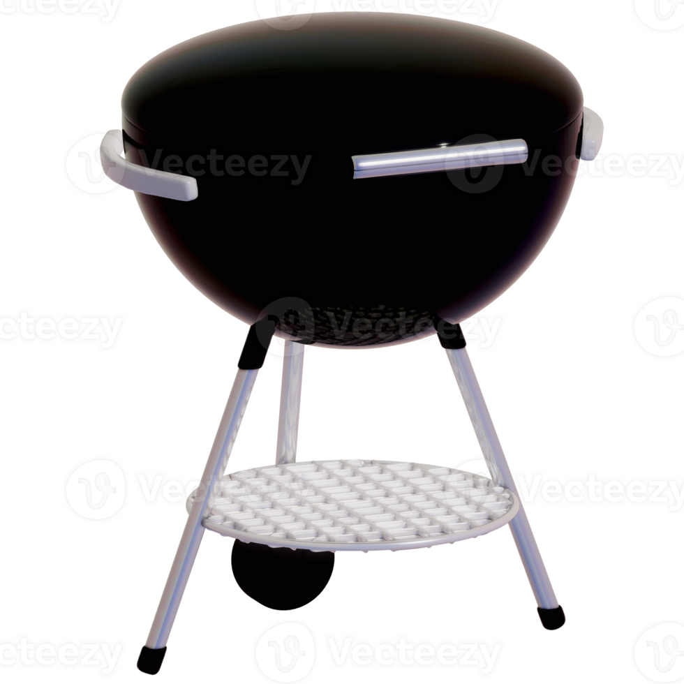 BBQ Grill for camping , stainless steel BBQ grill on transparent background , 3D Rendering png