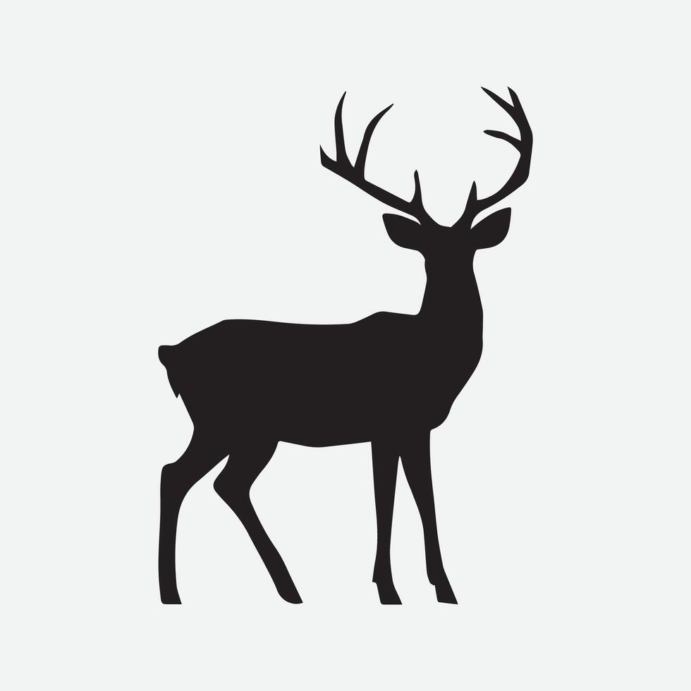 Deer Running Jumping Standing Silhouette Vector Illustration