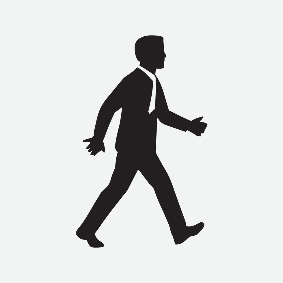 Business Man Walking Silhouette Vector Art Illustration isolated on white background