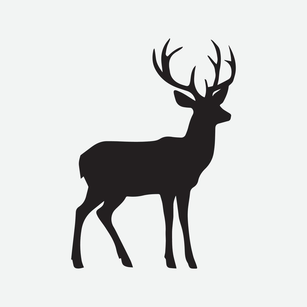 Deer Running Jumping Standing Silhouette Vector Illustration