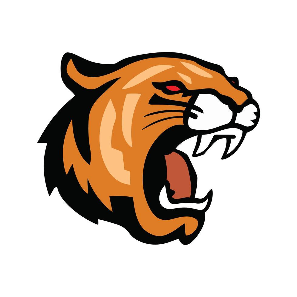 Angry tiger head Wild animal mascot vector illustration