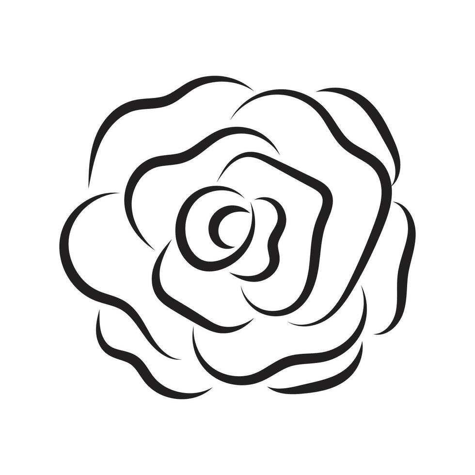 Flower line art on white background vector illustration