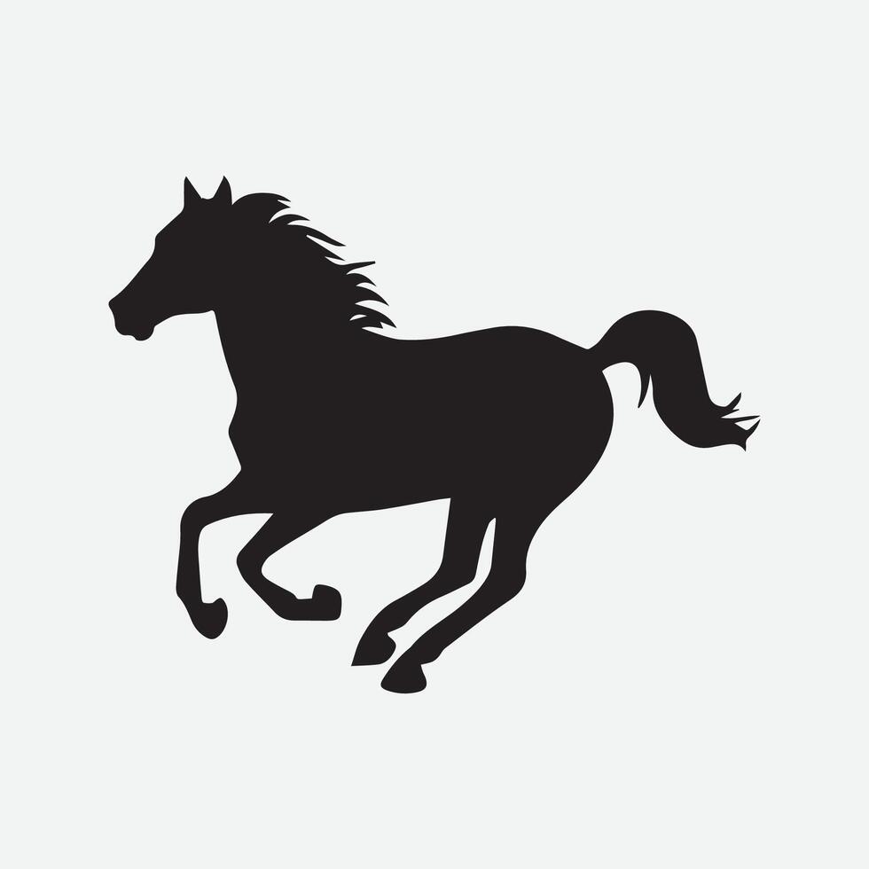 Running Walking Standing horse black silhouette Vector illustration