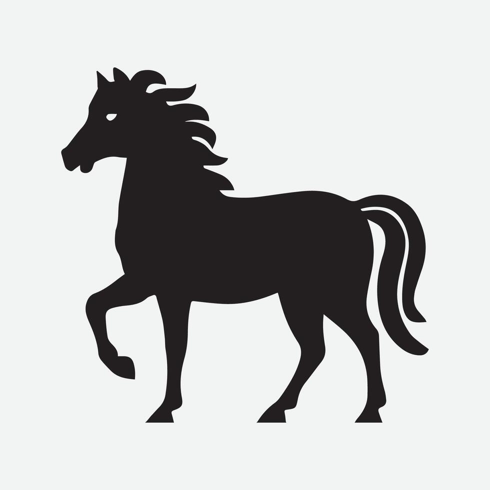 Running Walking Standing horse black silhouette Vector illustration