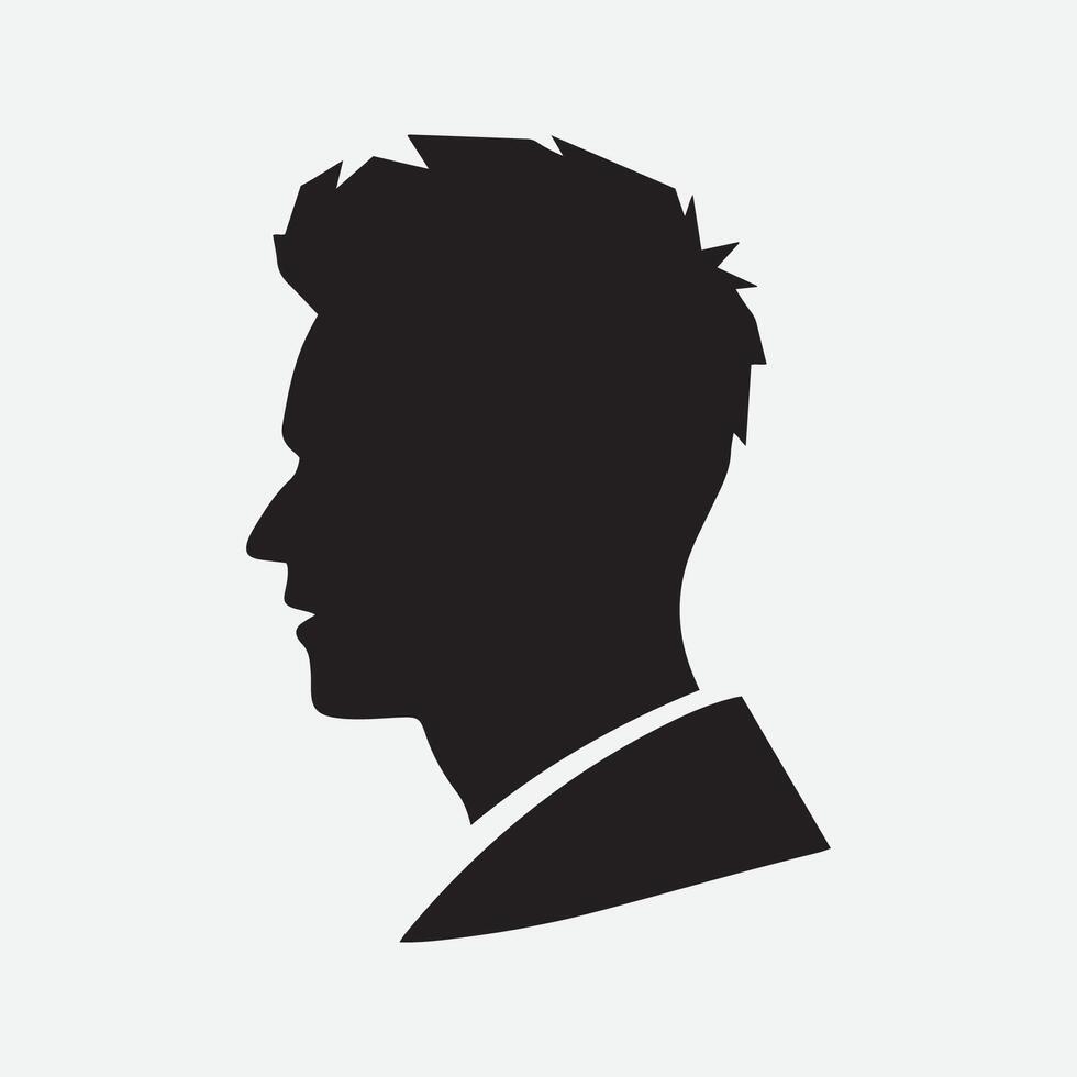 Man portrait silhouette looks sideways on a white background Vector illustration