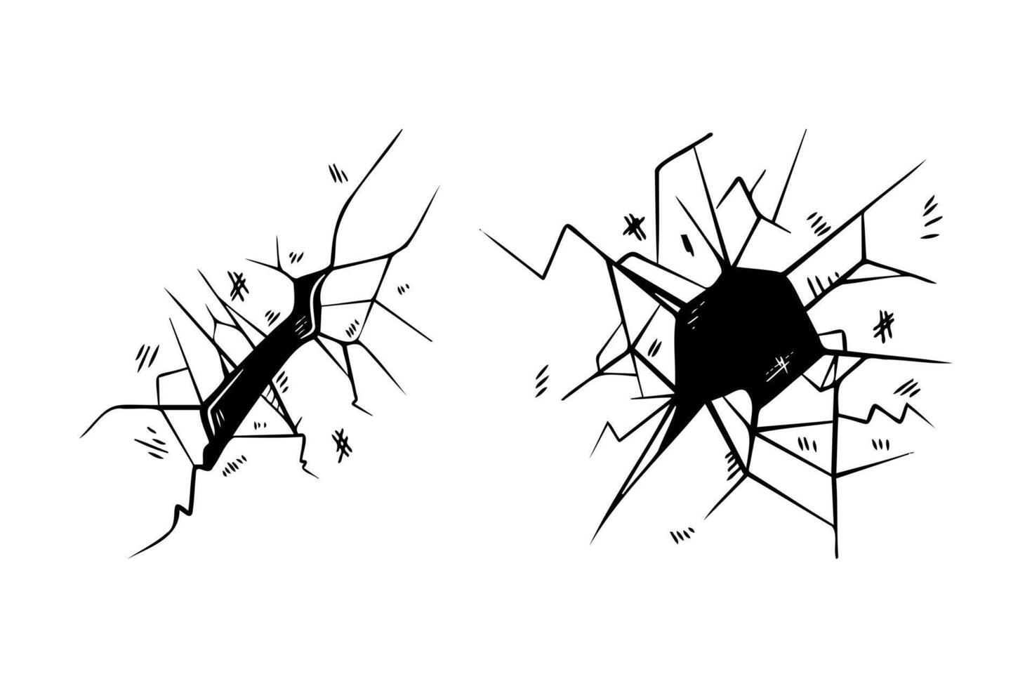 pared de grietas de fideos, ilustración de grietas vector