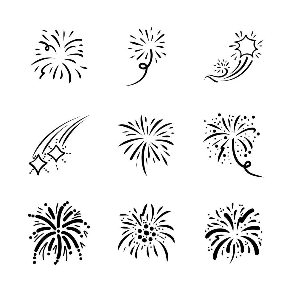 firework, starburst hand drawn, vector illustration.