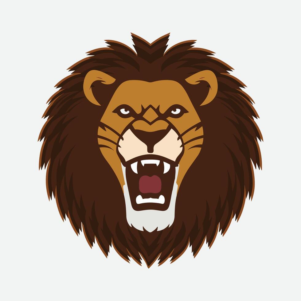 león cabeza rugido enojado león cara emblema logo vector Arte ilustración