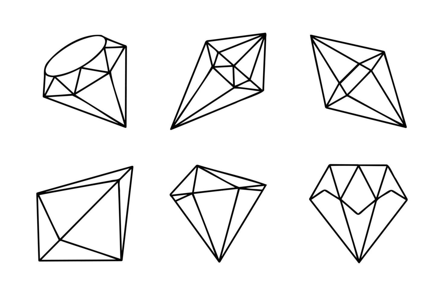 Hand drawn doodle diamond, gems icon, vector illustration.