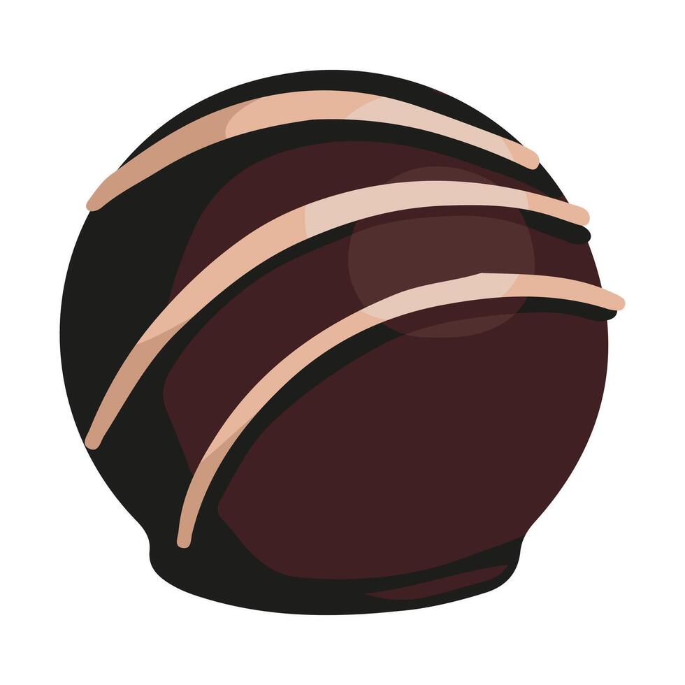 Chocolate candy, dessert. Hand drawn vector illustration in flat style. Single doodle of sweet food. Cartoon clipart isolated on white background.
