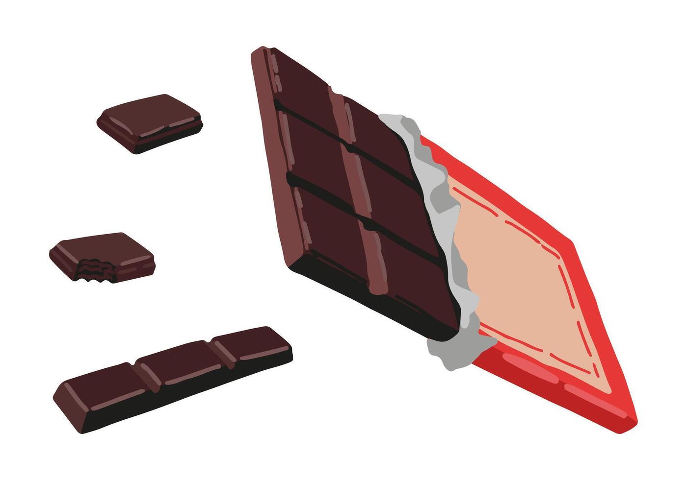 Doodles set of chocolate. Collection of sweet food, desserts. Hand drawn vector illustration in flat style. Cartoon cliparts isolated on white background.