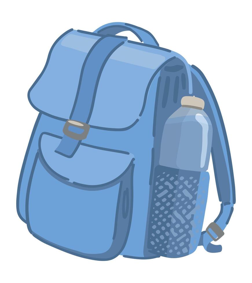 casual mochila clipart. colegio bolsa, al aire libre aventuras garabatear aislado en blanco. dibujos animados vector ilustración.