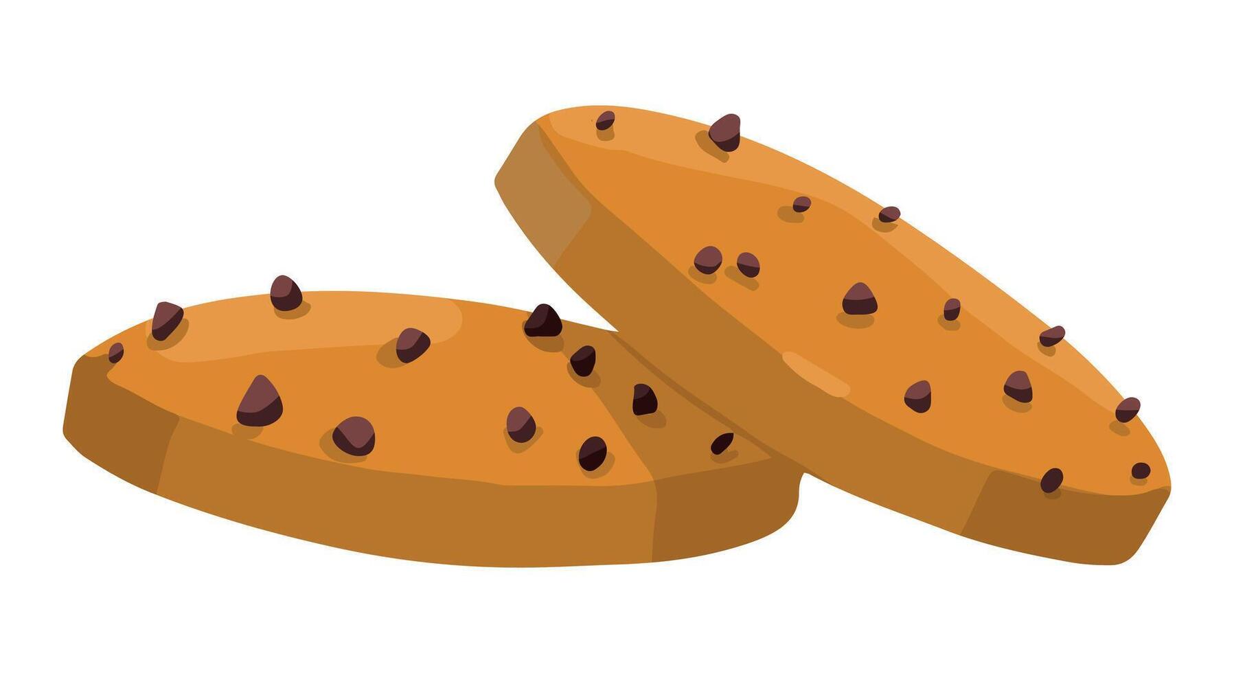 chocolate chip Galleta, postre. mano dibujado vector ilustración en plano estilo. soltero garabatear de dulce alimento. dibujos animados clipart aislado en blanco antecedentes.