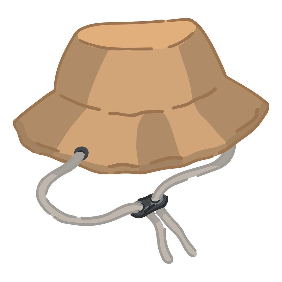 Panama hat clipart. Hiking accessory doodle isolated on white. Cartoon vector illustration.