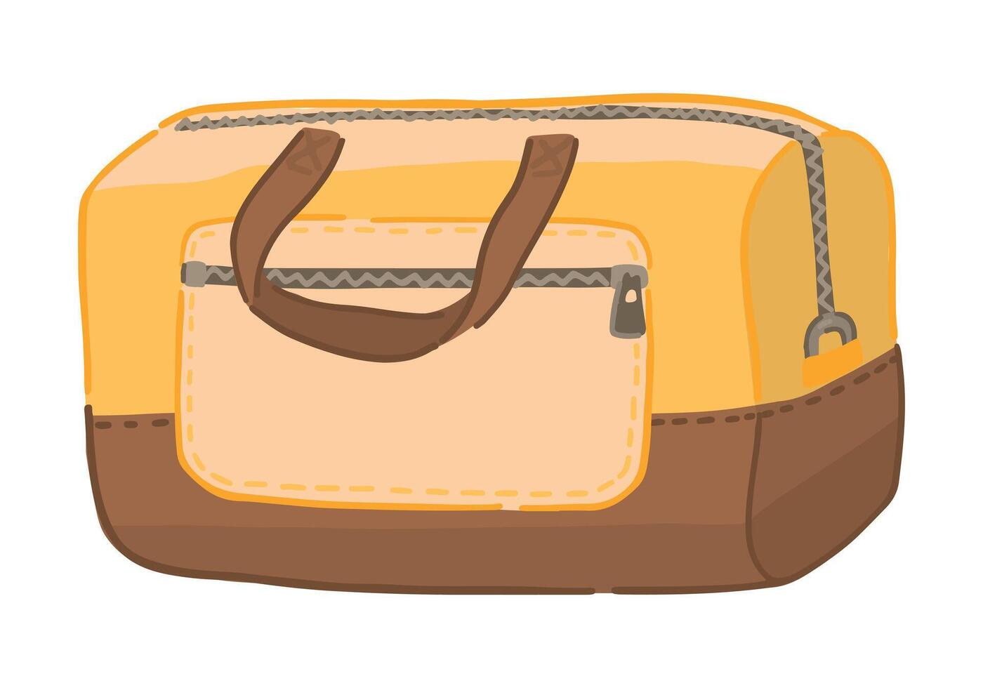 Travel sport bag doodle. Clipart of luggage, trip attribute. Cartoon vector illustration isolated on white.