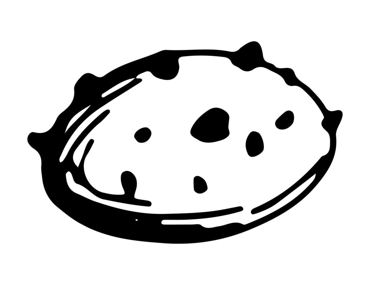 chocolate chip Galleta bosquejo. mano dibujado vector ilustración en retro estilo. soltero dulce comida garabatear. contorno clipart aislado en blanco antecedentes.