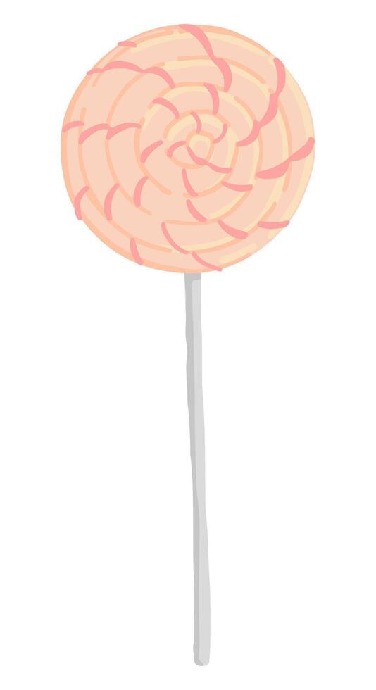 Lollipop candy. Single doodle of dessert, sweet food. Hand drawn vector illustration in flat style. Cartoon clipart isolated on white background.