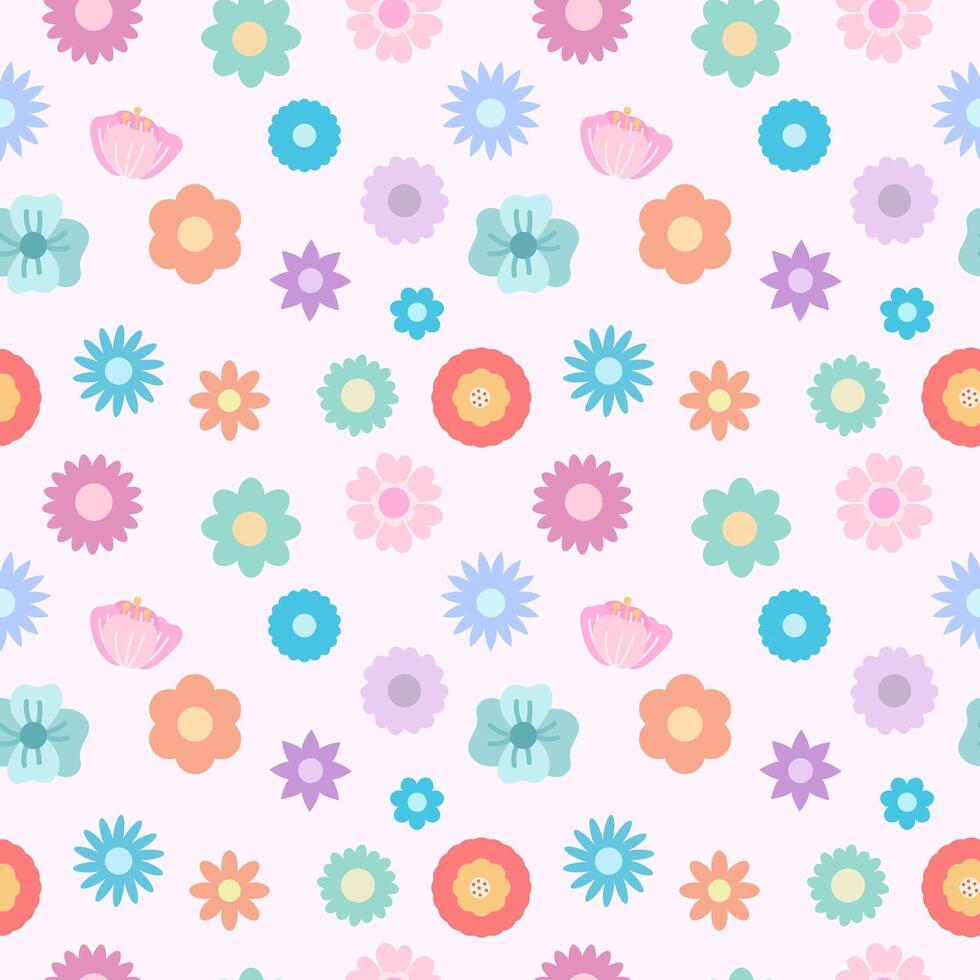Web Seamless modern pattern with flowers on a pink background. Vector ornament