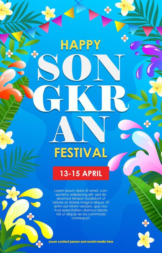 Happy Songkran Poster Template vector