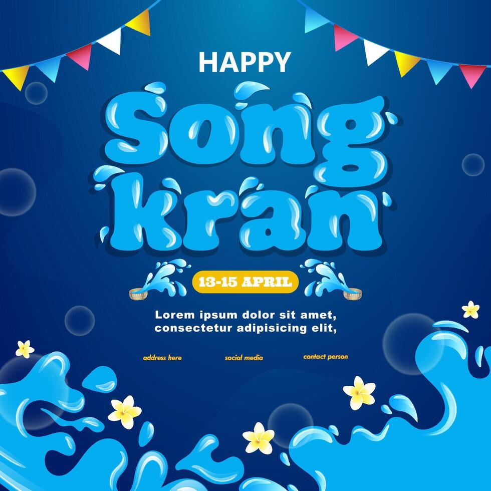 Happy Songkran Poster Template vector