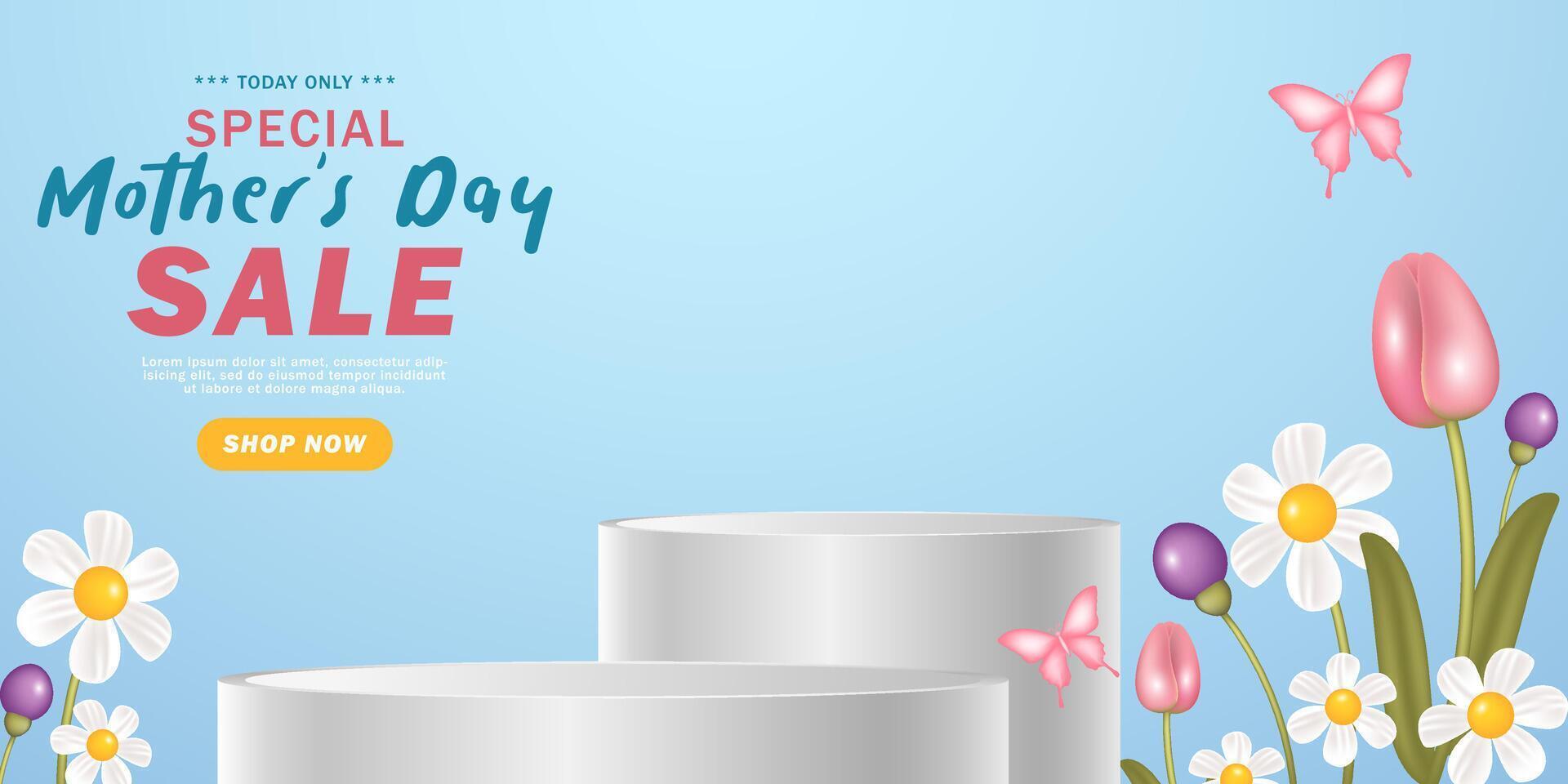 Happy mothers day sale for banner, poster with flowers decoration vector