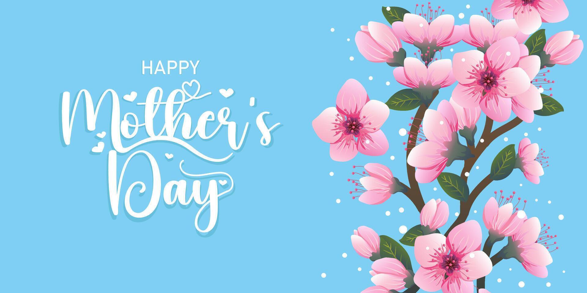 Happy mothers day typography greeting card design with colorful flowers vector