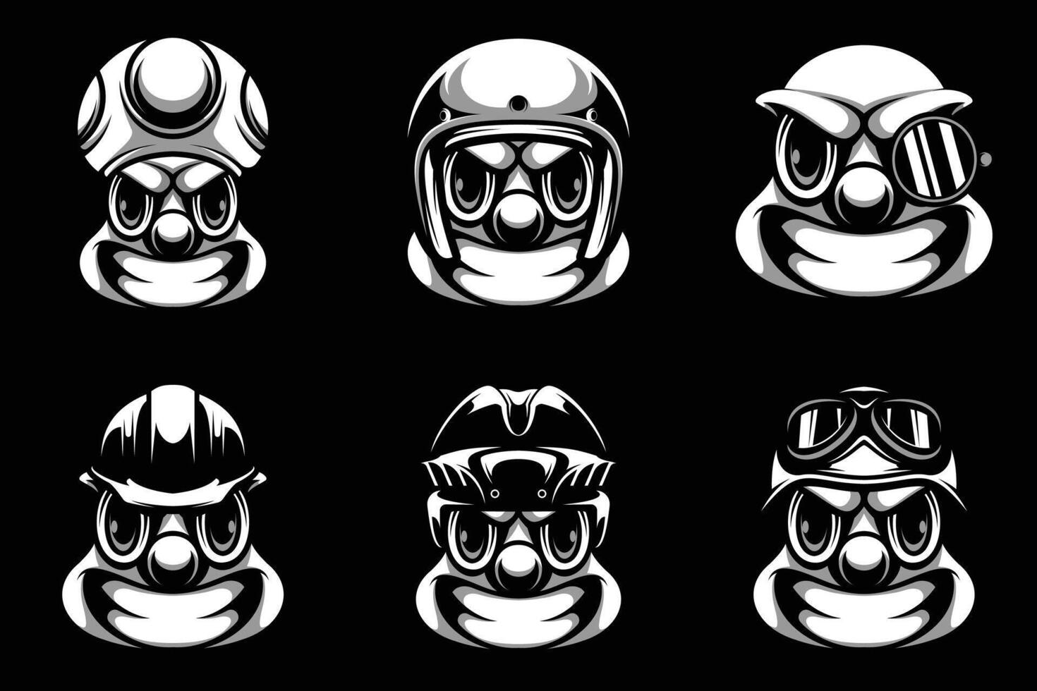 Clown Heads Bundle Black and White vector
