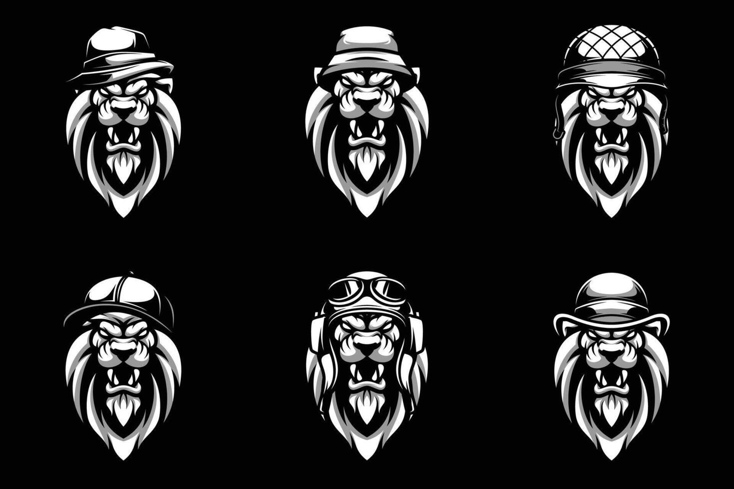 Lion Bundle Black and White vector