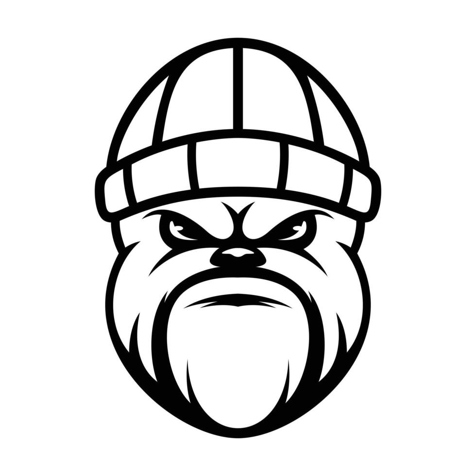 Bulldog Beanie Hat Outline Version vector