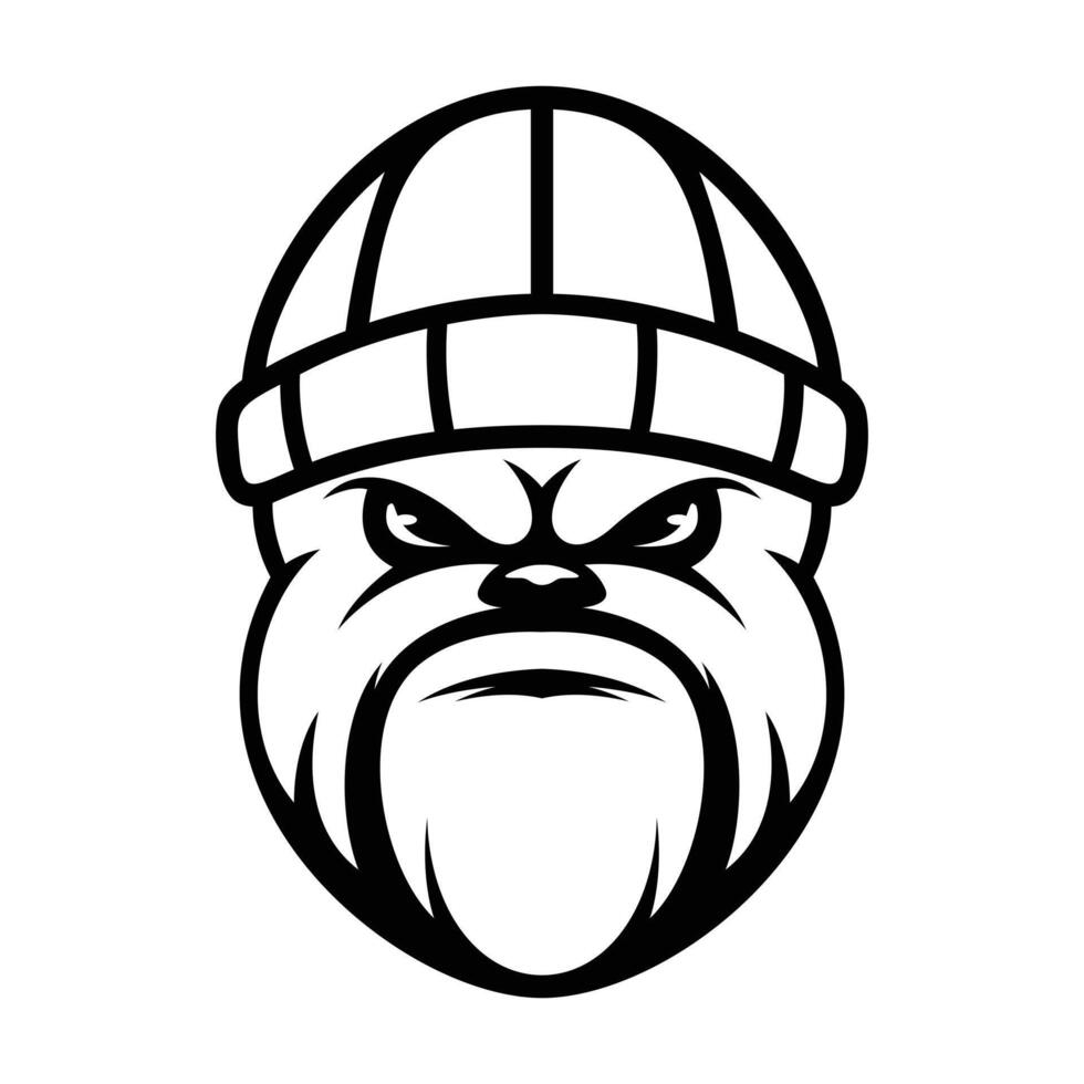 Bulldog Beanie Hat Outline Version vector