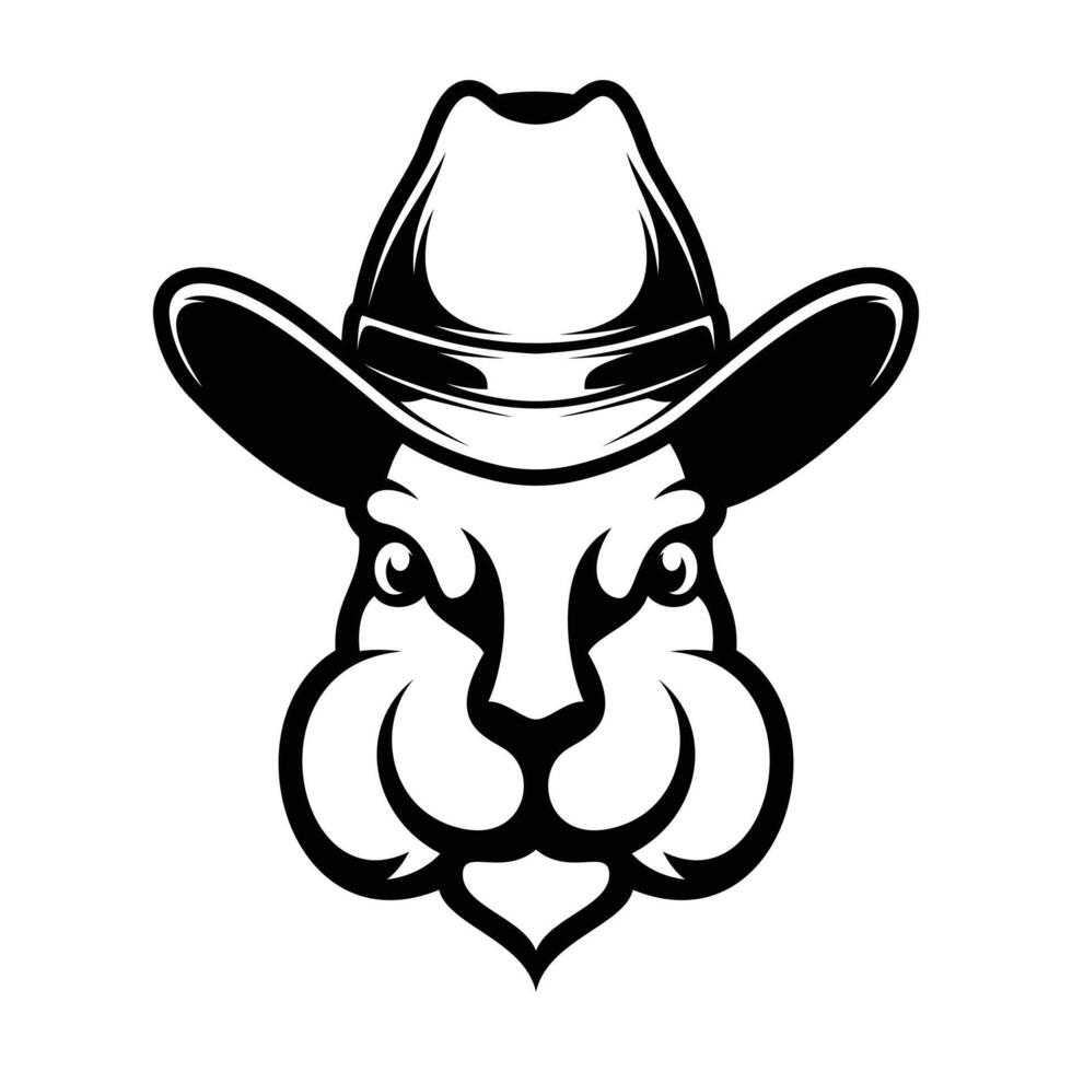 Rabbit Cowboy Outline Version vector