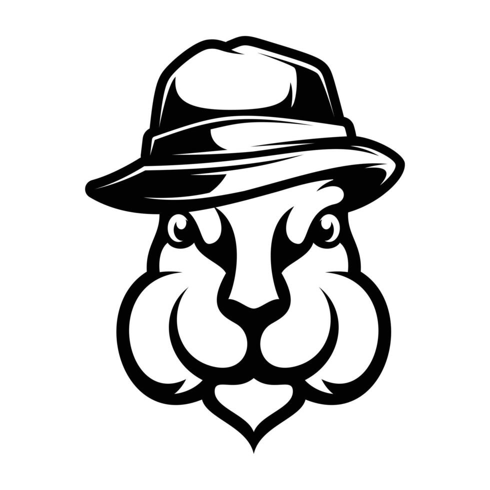 Rabbit Fedora Hat Outline Version vector