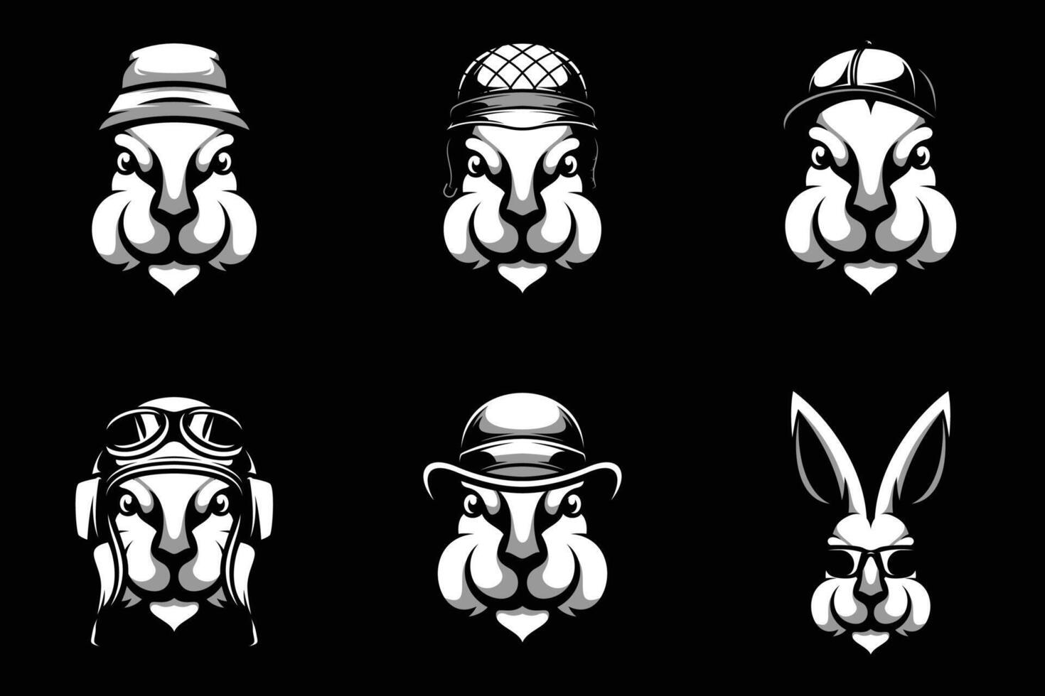Rabbit Bundle Black and White vector