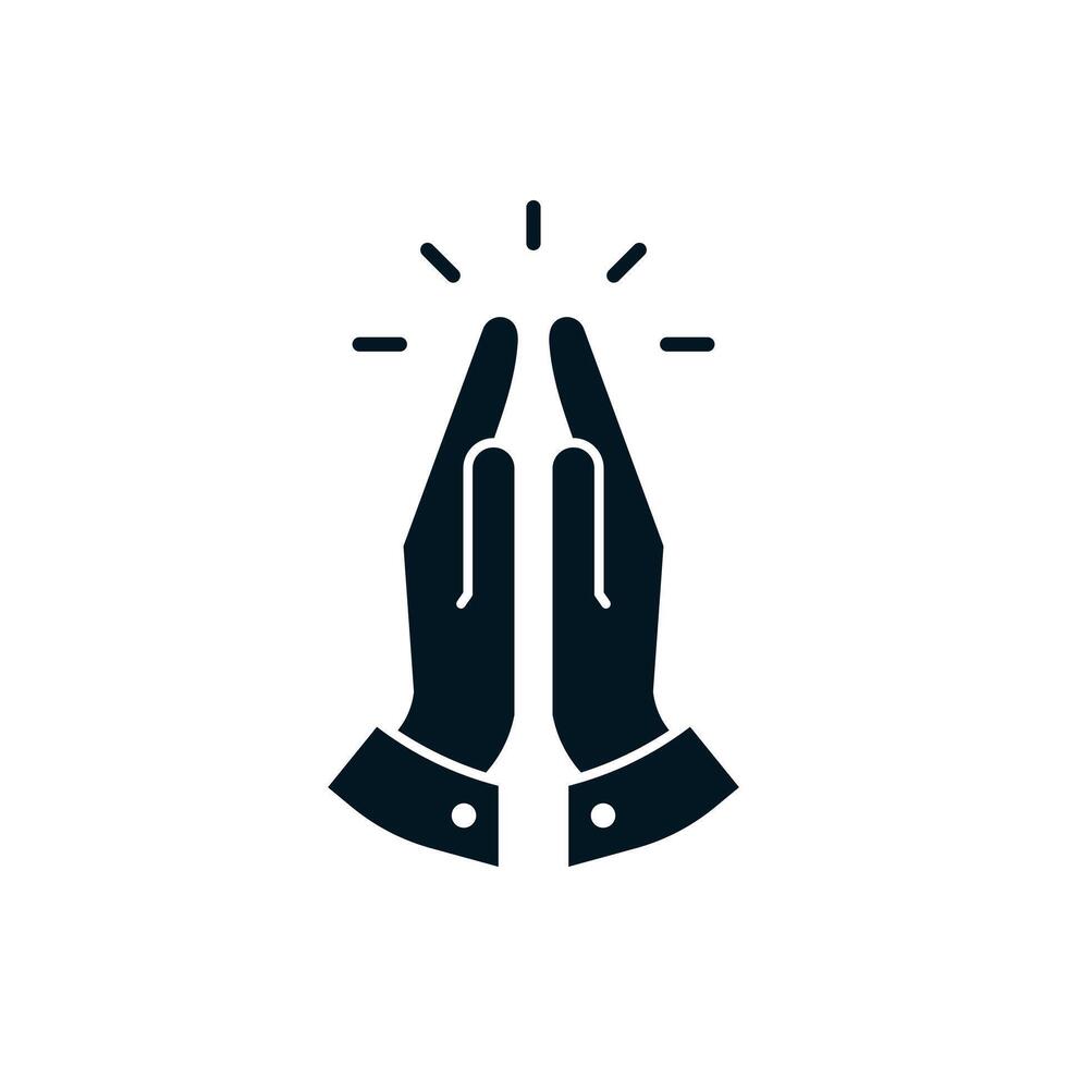 Orando manos plano símbolo icono. aislado vector ilustración