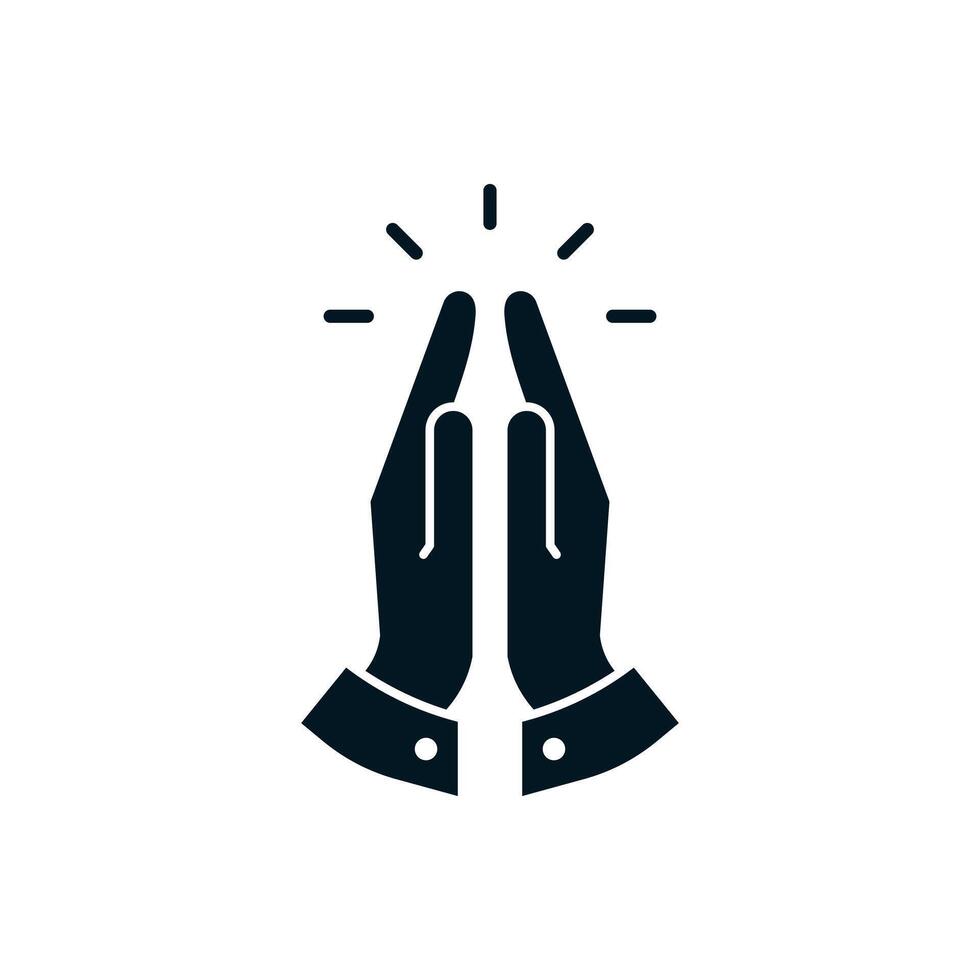 Praying hands flat symbol icon. Isolated vector illustration