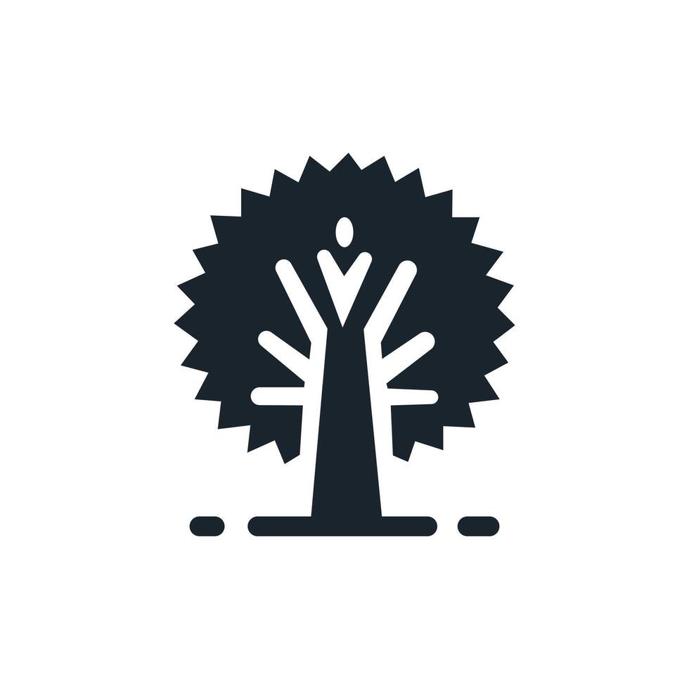 Simple tree decor silhouette icon. Park and garden trees, nature, forest concept. vector