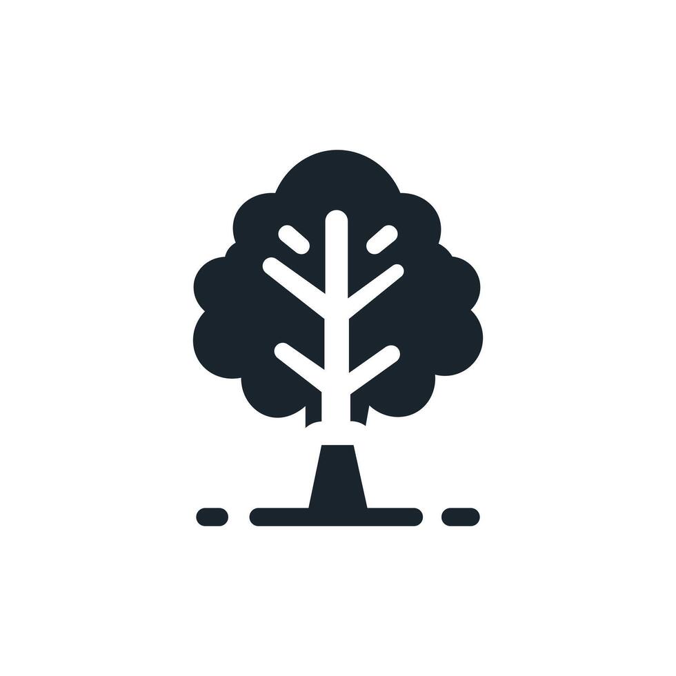 Simple tree decor silhouette icon. Park and garden trees, nature, forest concept. Vector illustration