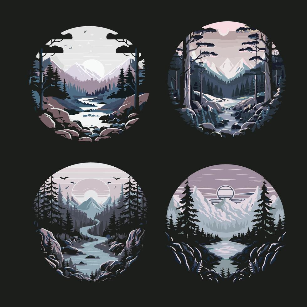 forest landscape with a touch of mysticism for a nature vector