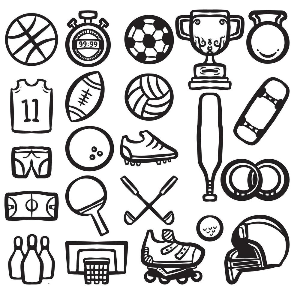 Sport Hand Draw Doodle Art vector