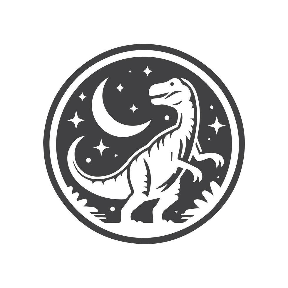 Dinosaurs Monochrome Logo Black and White vector